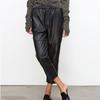 2025 Spring Soft Sheepskin High Waist Cropped Leather Pants - Elastic, Loose Fit, Leg-Shaping Trousers for a Chic Commute Look