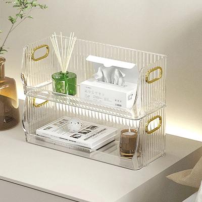Průhledný úložný box na kosmetiku Průhledný bílý stolní organizér na make-up Luxusní koupelnové doplňky Akrylový stojan na různé drobnosti