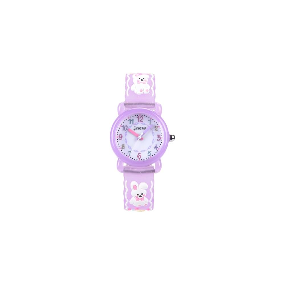 Maeau Kids Quartz Analog Watch Waterproof Girls Rabbit Design for School Birthdays Gifts Purple
