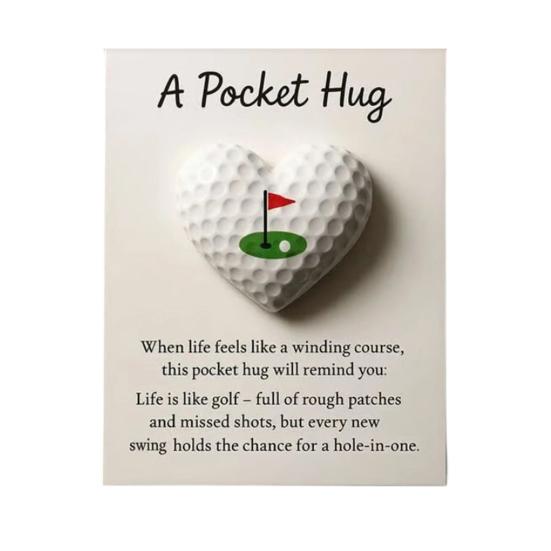 Love Heart Golf Pocket Hug with Positive Card Emotional Support Baseball Tennis Basketball Pocket Token Decoration Inspirational Gift
