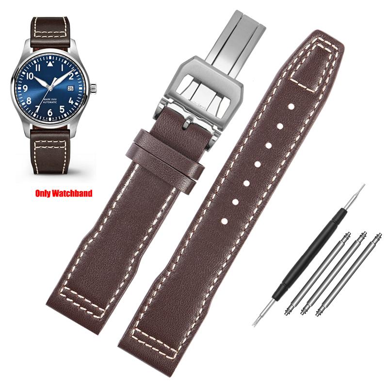 For IWC Pilots Little Prince Watch IW327004/IIW377714 Mark16/17/18 Portuguese Leather Strap 20 21mm Men Watch Band Belt Bracelet