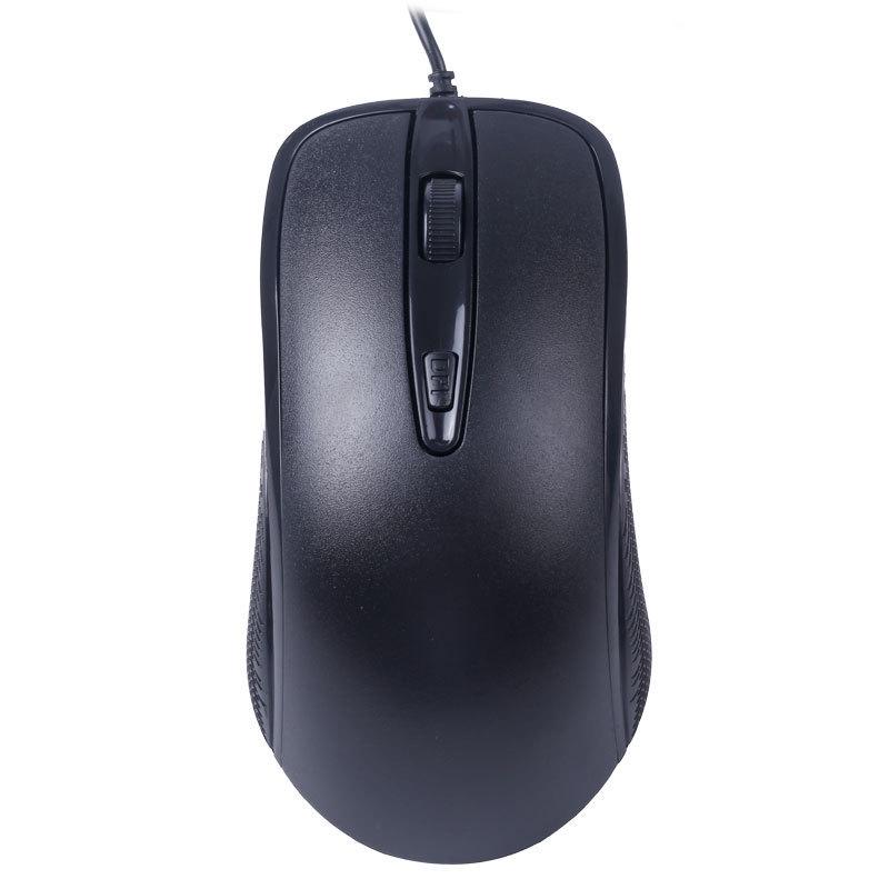 Silent Black Wired USB Mouse for Home and Office - Custom Logo Option