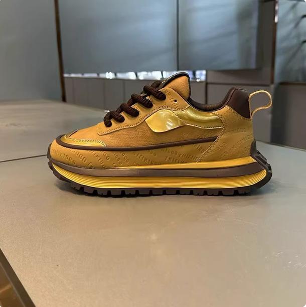 Spring and Autumn New Thick-soled Leather-faced Breathable Dad Shoes Lace-up Light Luxury Sports and Leisure Shoes Xlz