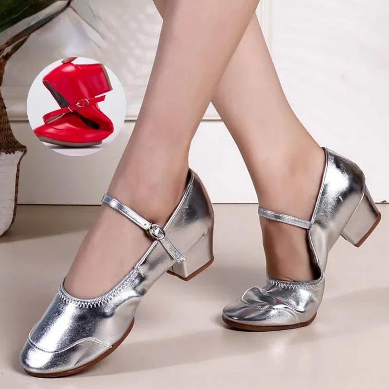 Měkká podrážka Taneční boty pro Ženu Dívky Dámy Latinskoamerické Společenské Moderní Salsa Tréninková Taneční bota Uzavřená špička Čtvercový tanec