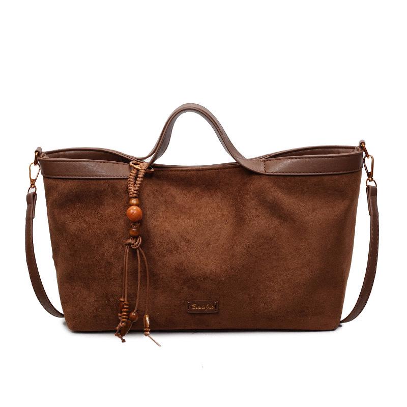 Herbst Koreanische Retro Wildleder Tragetasche - Damen Vintage Schulterhandtasche