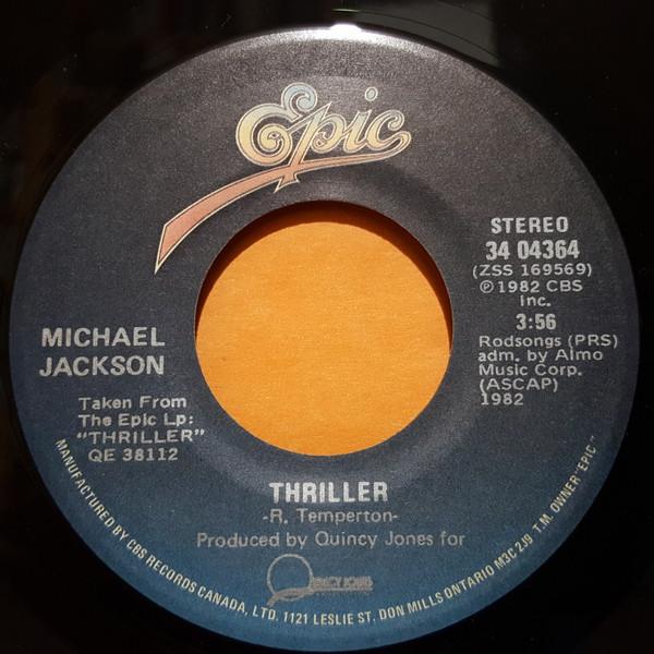 7-дюймовая пластинка MICHAEL JACKSON Thriller 3404364 Epic 1984 Канада SoulFunk Б/у