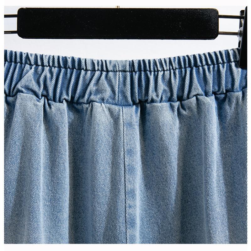 Dimanaf 2025 Primăvară Mărimi Mari Blugi Pantaloni Lungi Femei Casual Talie Înaltă Elastic Basic Largi cu Picior Lat