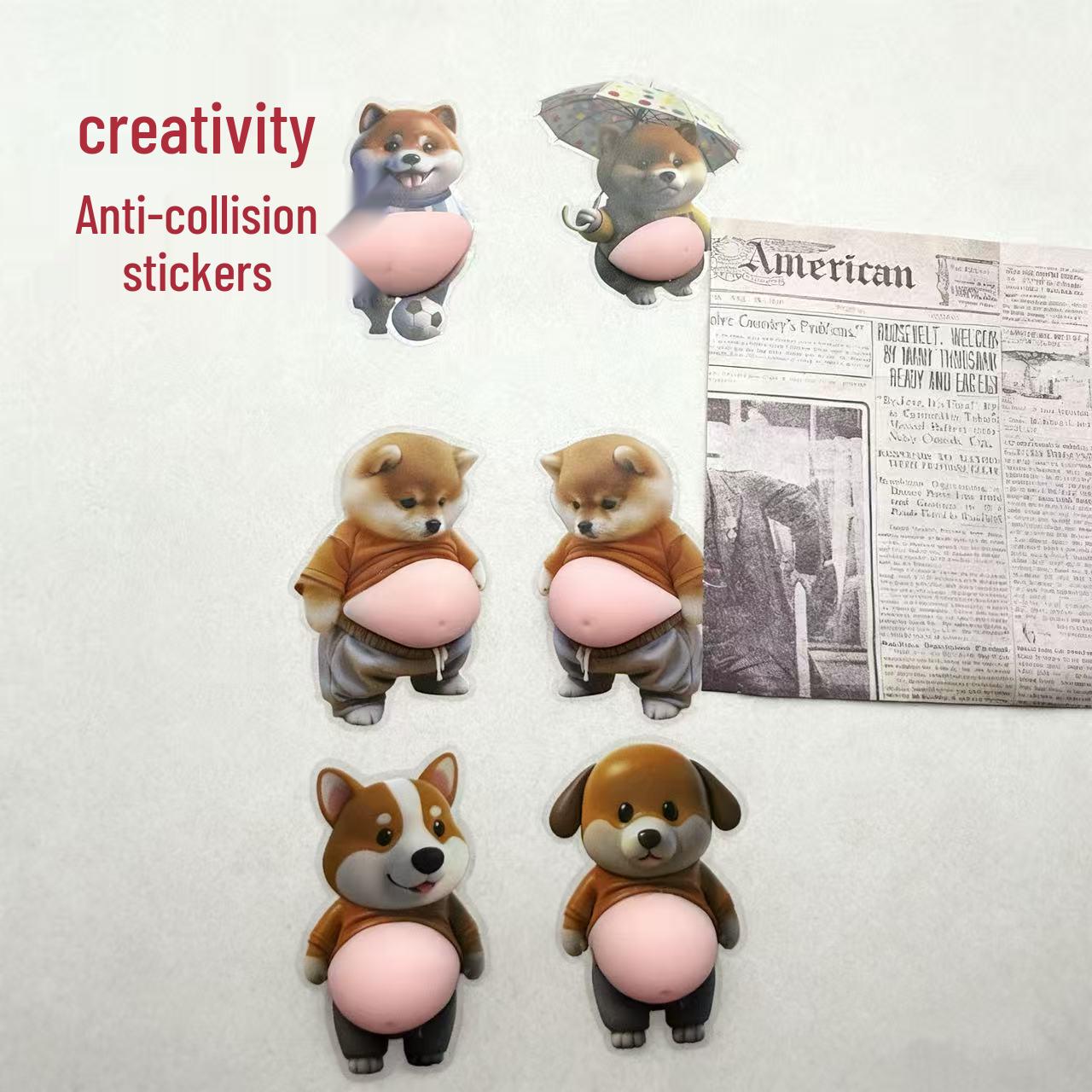 

Shiba Inu & Corgi Silicone Bumper Sticker: Soft, Anti-collision, Decorative Squeeze Toy for Home & Car