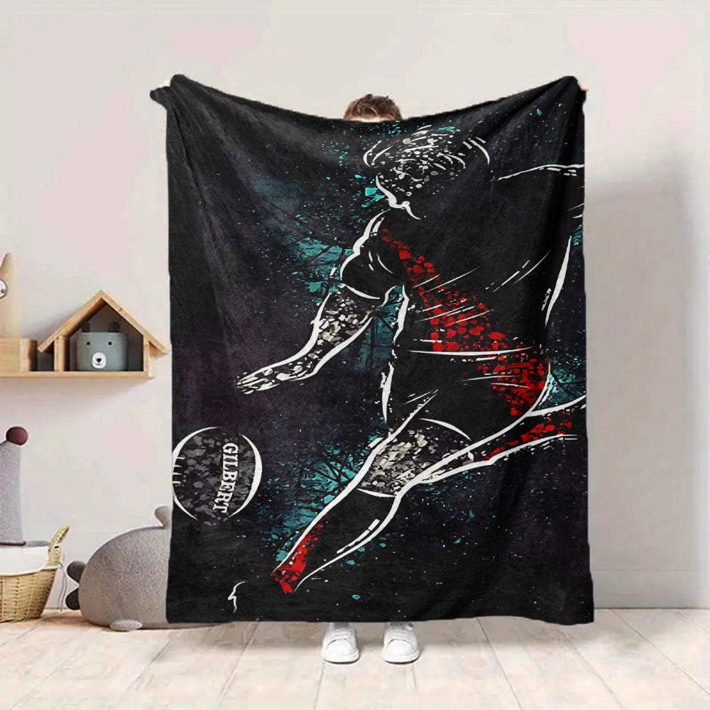 1pc Football Player Blanket, Lightweight Flannel Throw Blanket for Sofa, Bed, Travel, Camping, Living Room, Office, Couch, Chair, and Bed011