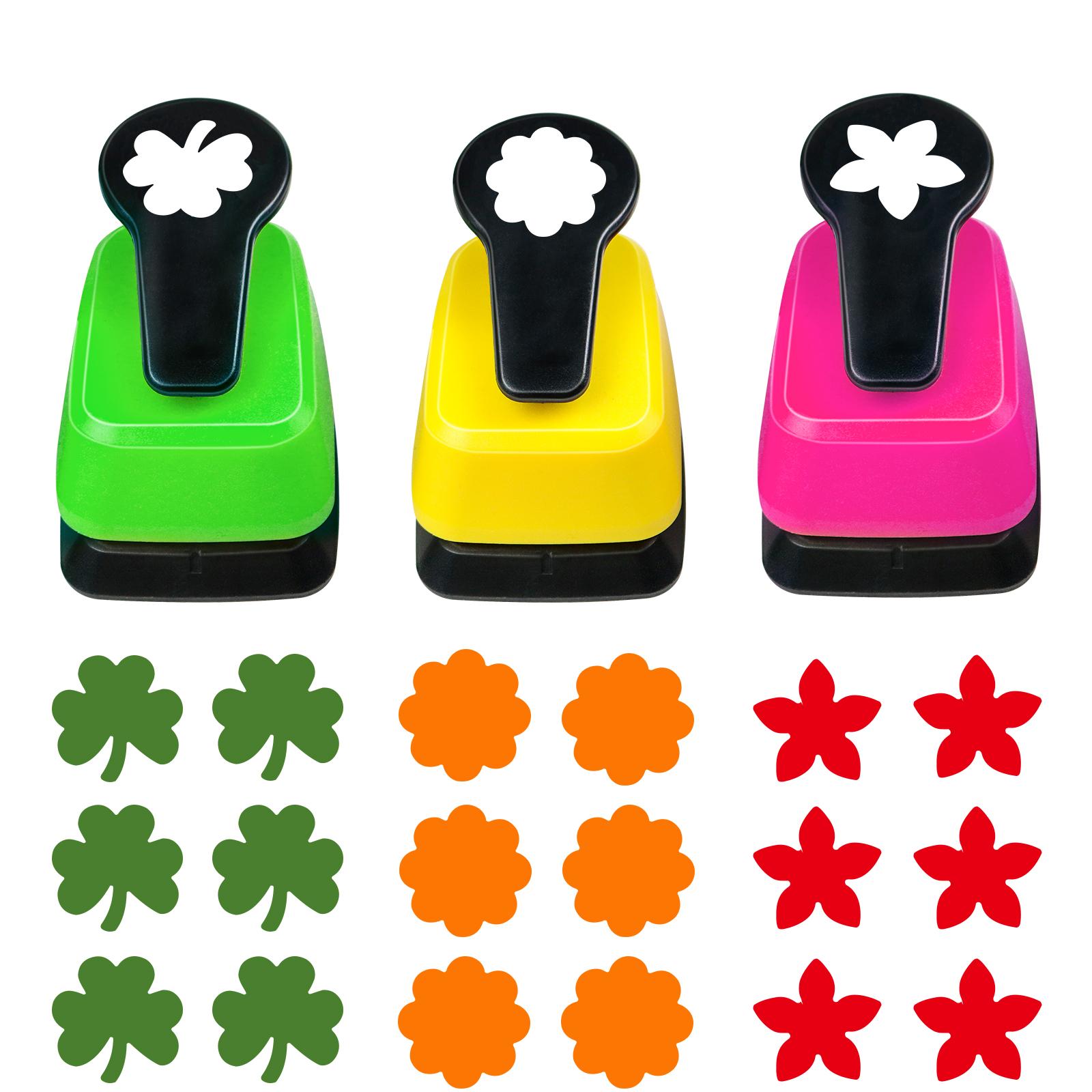 

3pcs Paper cutter for crafts Hole Puncher Tool Set 25mm 1 inch Flower Shamrock circle heart star Shape for card making scrapbook