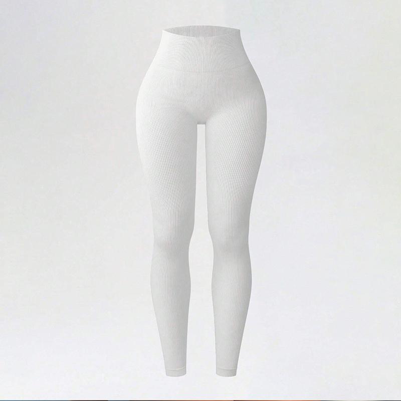 Women's High Waisted Yoga Pants Ribbed Seamless Leggings Tummy Control Workout Gym Fitness