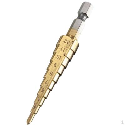 3-12mm 1/4 Inch HSS Titanium Step Drill Bit for Plastic, Wood, Metal, Brass, Aluminum