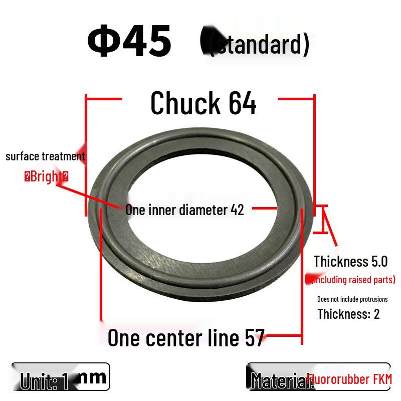FKM Fluororubber Quick-Release Clamp Gasket Φ45 Clamp 64