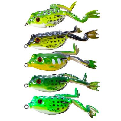 5pcs Topwater Fishing Lures For Bass, Bionic Frog-shaped Lure 5.5CM 15.5G with Box