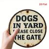 Metal Dog Yard Warning Sign Round Pet Safety Decor for Home Cafe Gate