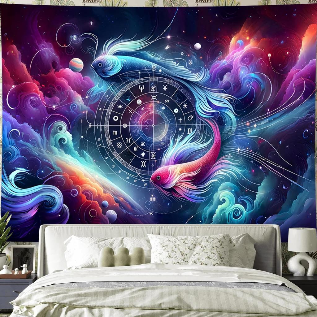 Leo Tapestry Wall Hanging Zodiac Sign Decoration Aesthetic for Bedroom Living Room Dormitory Suitable for Teen Boy and Girl Who
