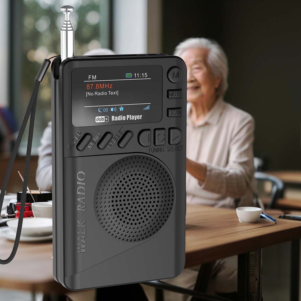 Mini DAB FM Digital Radio with Headphone Jack Color Screen Pocket Radio MP3 Playback Speaker for Outdoor Camping Hiking