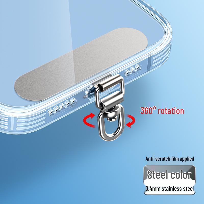 Ultra-Thin Stainless Steel Rotating Phone Lanyard Clip with Anti-Lost Sticker