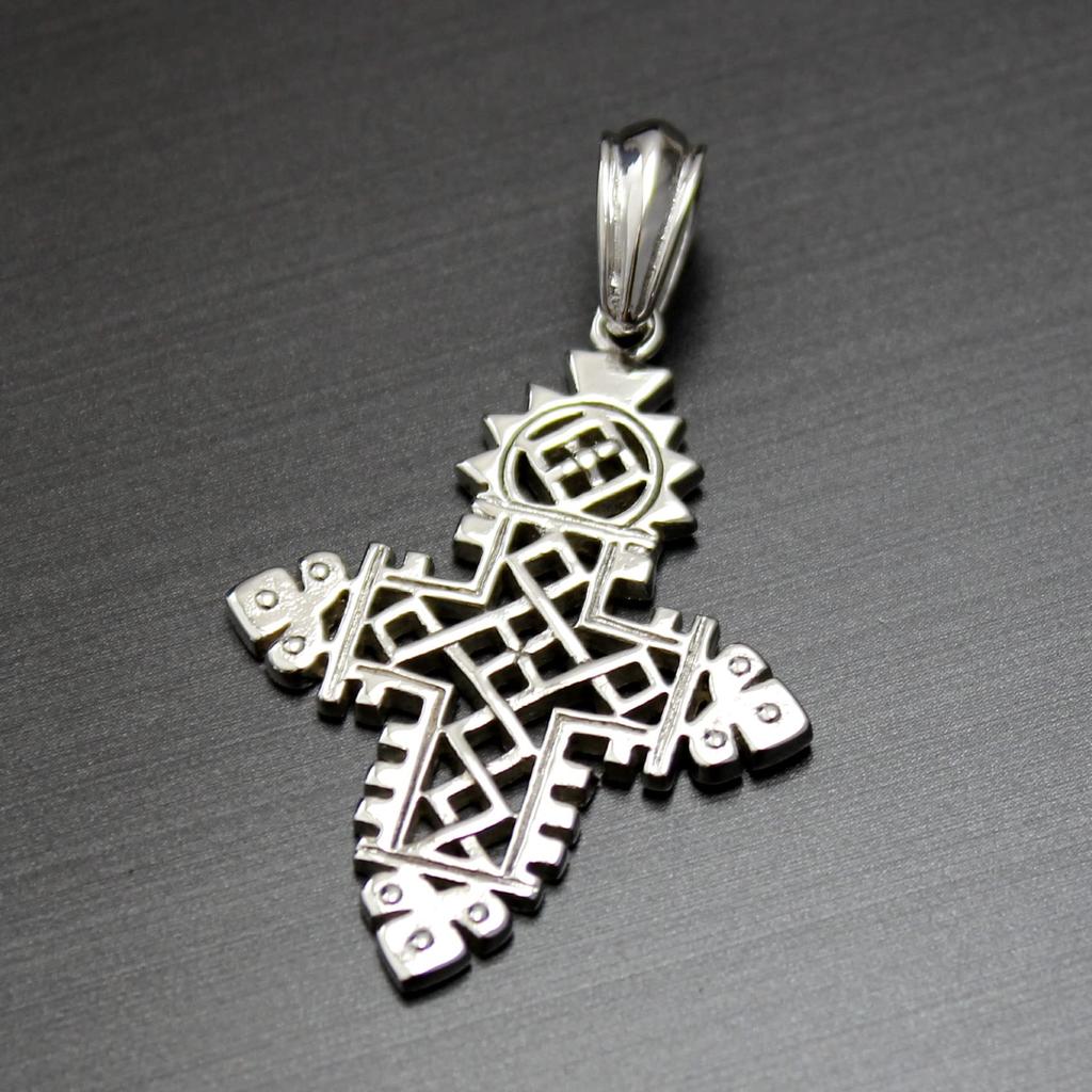 African Ethiopian Cross Silver Pendant for Men and Women