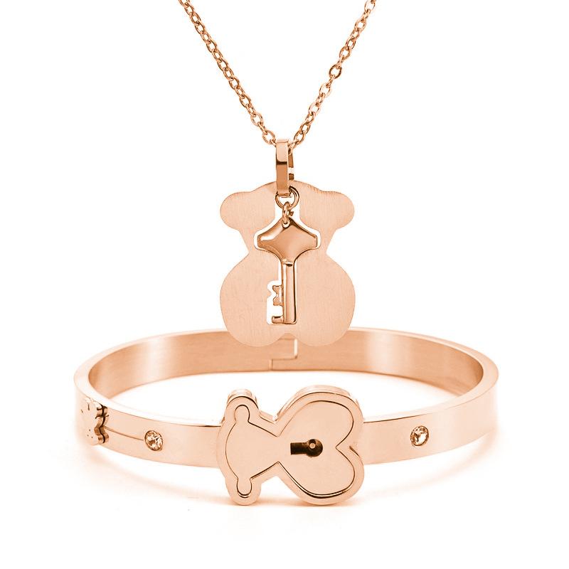 Two-piece Bear Bracelet Diamond Bear Bracelet with Key Chain