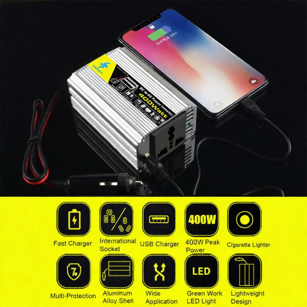 For Chaomin Car Power Inverter 12V To 220V Voltage Converter 600W Peak Portable Adapter Camping Travel Solar Charger USB Supply
