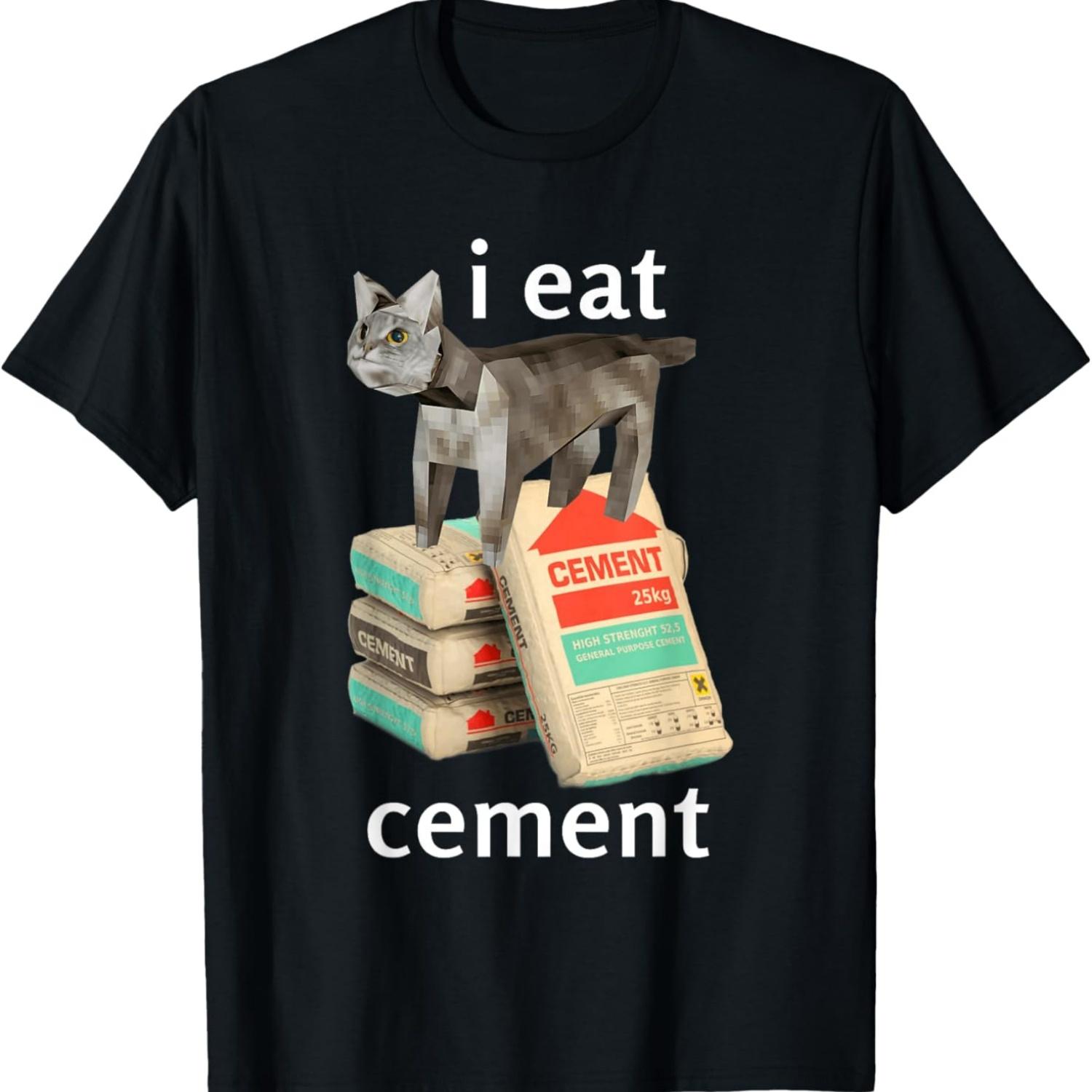 

I Eat Cement Cat Shirt Kids Funny Dank Cat Meme T-Shirt(2) S чёрный