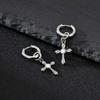 Vintage Gothic Punk Cross Lock Key Earrings for Men, Stainless Steel Geometric Drop Earrings, Retro Hip-hop Piercing Jewelry