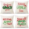 New Funny Designs and Popular Christmas Green Haired Weird Grinch Linen Pillowcase Living Room Bedroom Backrest Cover