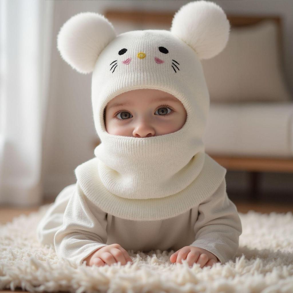 Kinder Bestickte Cartoon Katze Mütze Gestrickte Warme Babymütze Herbst und Winter Baby Jungen und Mädchen Strickmütze