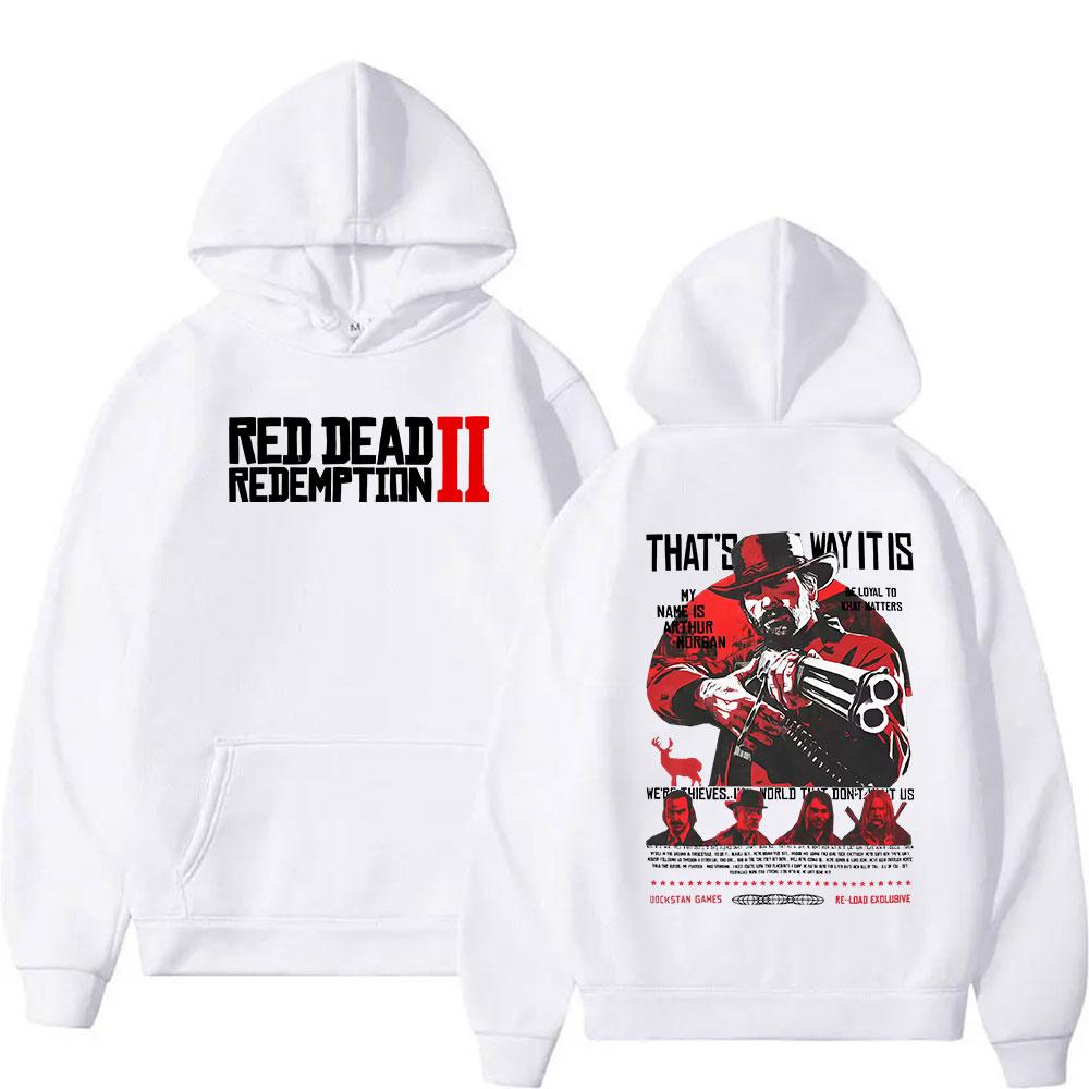 Red Dead Redemption 2 Potlačená Mikina Pánska Vintage Nadrozmerná Módna Mikina Bežná s Dlhým Rukávom Jesenná/Zimná S Kapucňou Streetwear