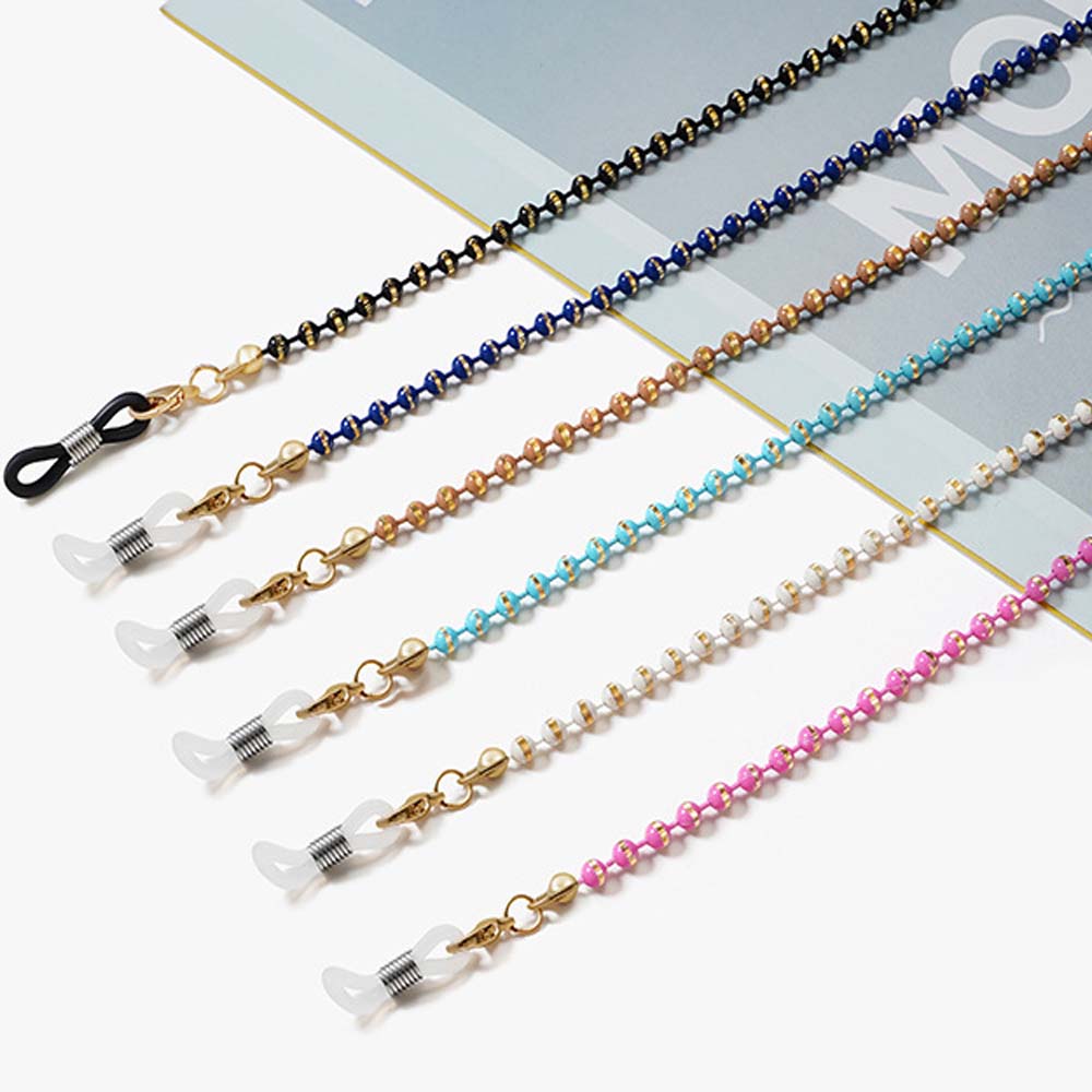 Neck Women Matte Bead Non-slip Fashion Mask Cord Holders Glasses Chain Metal Mask Rope Copper