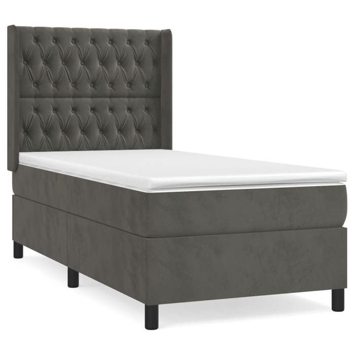 Maison Exclusive - Sommier à lattes de lit et matelas Gris foncé 90x190 cm Velours