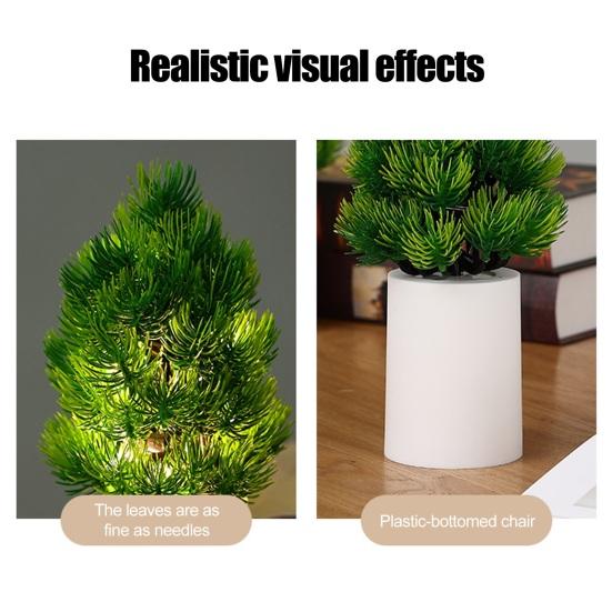 Night Light Pine Cypress Tree Desk Night Light Simulation Lamp Battery Operated for Bedroom Home Decoration