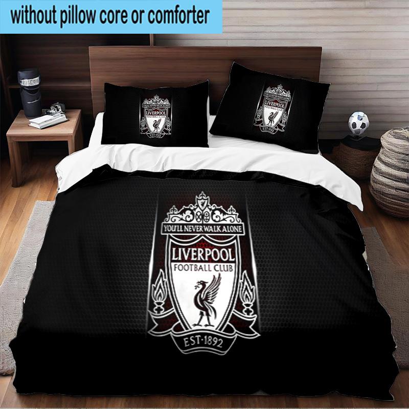 Liver-pool Crest 3PCS Print Bedding Set, Includes A Duvet Cover and Two Pillowcases for Bedroom, Dormitory, Suitable for All Seasons