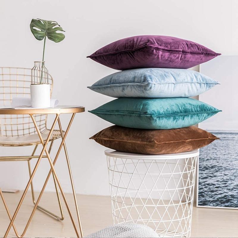 2pcs Luxurious Italy Velvet Pillowslip Throw Pillow Covers High Grade Solid Color Gift Cushion Case For Living Room Sofa Bed