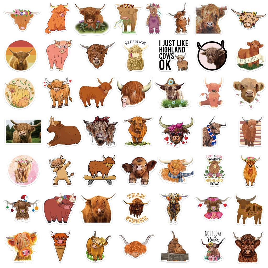 50 Cartoon-Tiere Plateau Kuh Kritzel-Aufkleber Dekorieren Koffer Notizbuch Wasserdichte Aufkleber