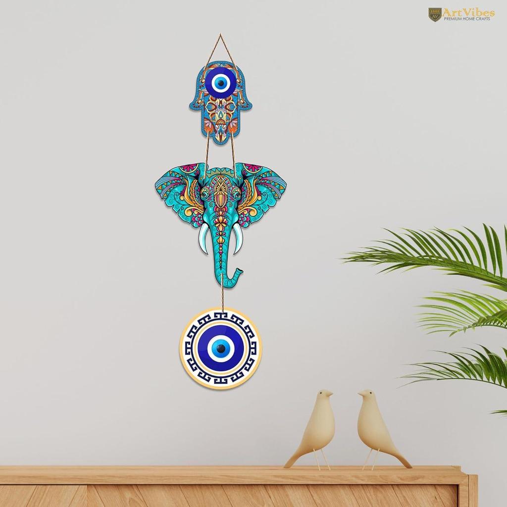 Artvibes Designer Elephant Wooden Wall Hanging For Luck Properity For Home Decoration |