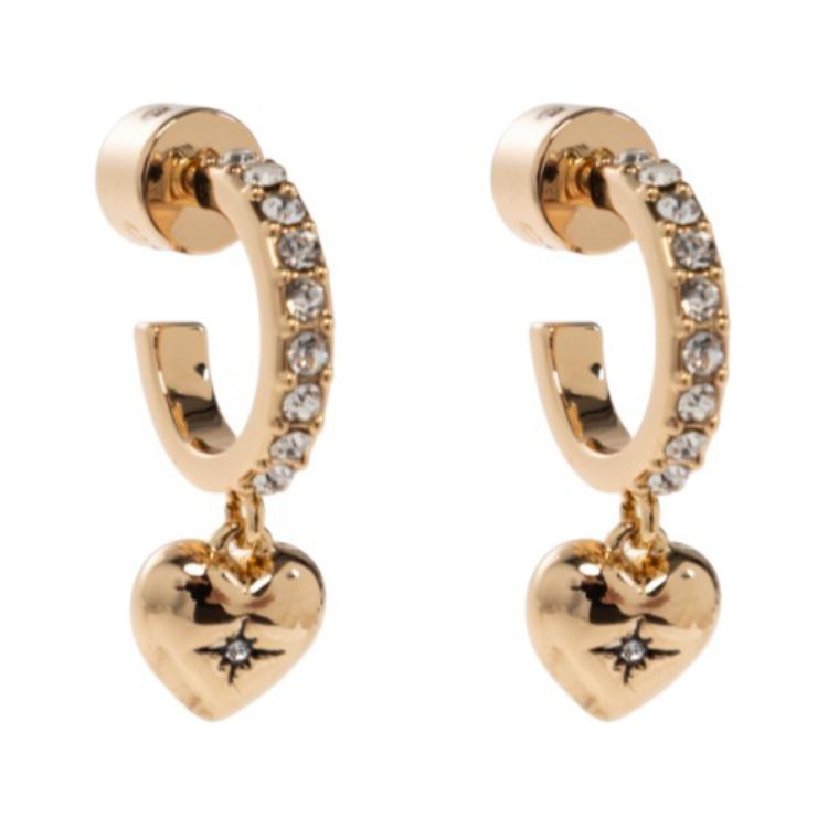 Coach Heart Shaped Design Glass Brass Crystal Earrings Women earrings Gold 37448322710 F,Gold