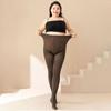 Women's Black See-Through Fake Sheer Flesh Thickened Fleece Lined Pantyhose Autumn Winter Outer Wear Leggings