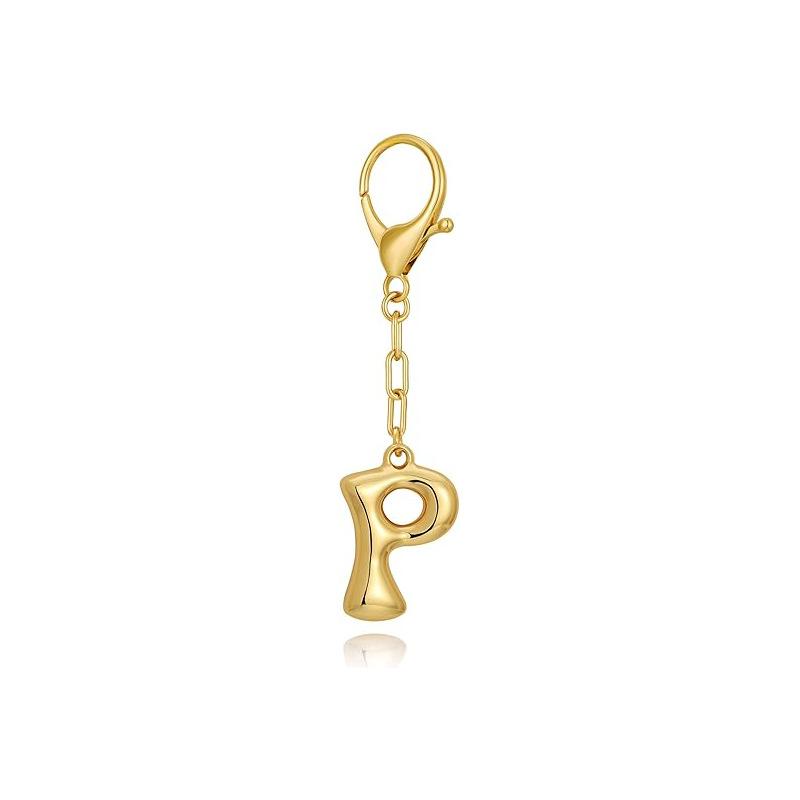 Gold Bubble Initial Keychain Letter Bag Charm for Women DIY Alphabet Purses Handbag Pendant School Backpack Gift Key Accessories