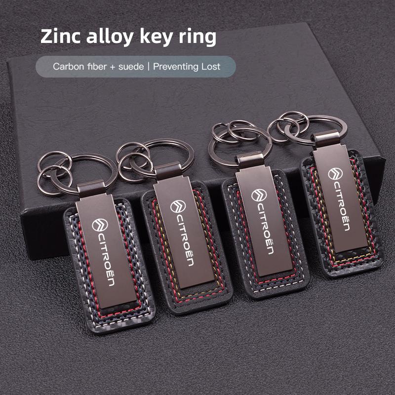 Leather Keychain Car Styling Emblem Metal Pendant For Citroen Xsara Grand Picasso Jumper Cactus Saxo Jumpy C8 C-Elysee CelyseeC6