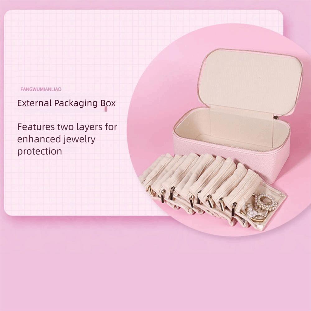 Dustproof Jewelry Display Box Organizer Jewelry Organiser Box Portable PU Jewelry Box  Travel