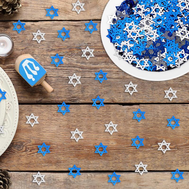 450pcs/bag Hanukkah Theme Star Confetti for Chanukah Party Home Table Decoration Supplies Wedding Birthday Party DIY Gift Crafts