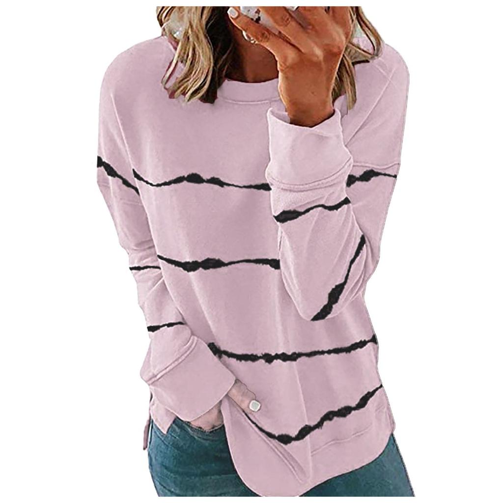 Women's Casual  Contrast Color Long Sleeve Top Pullover Sweatshir