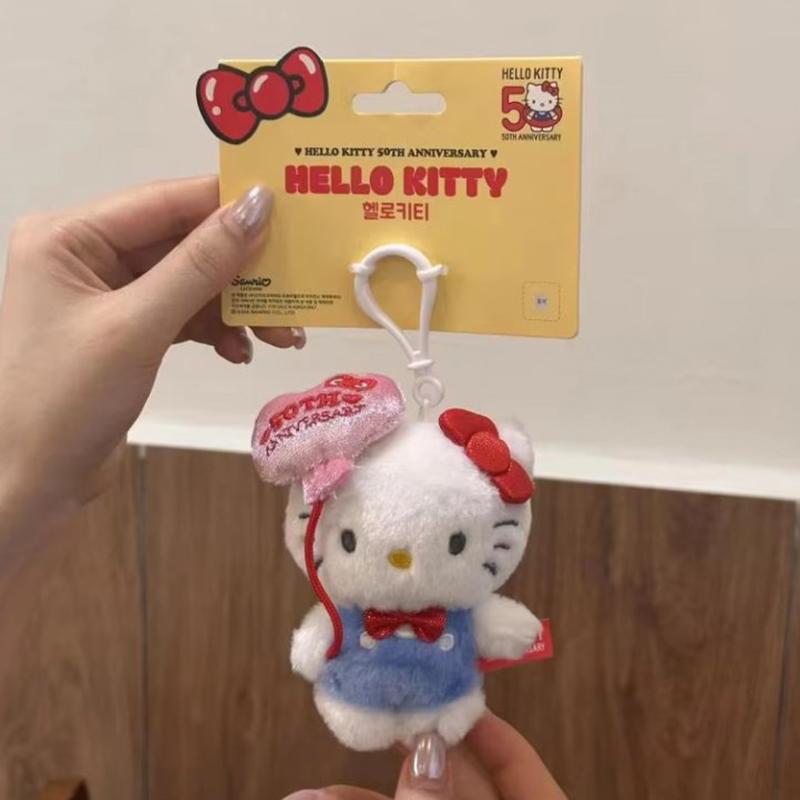 Sanrio Hello Kitty Plush 50Th Anniversary Limited Edition Cute Keychain Doll Toy Bags Pendant Decoration Gift