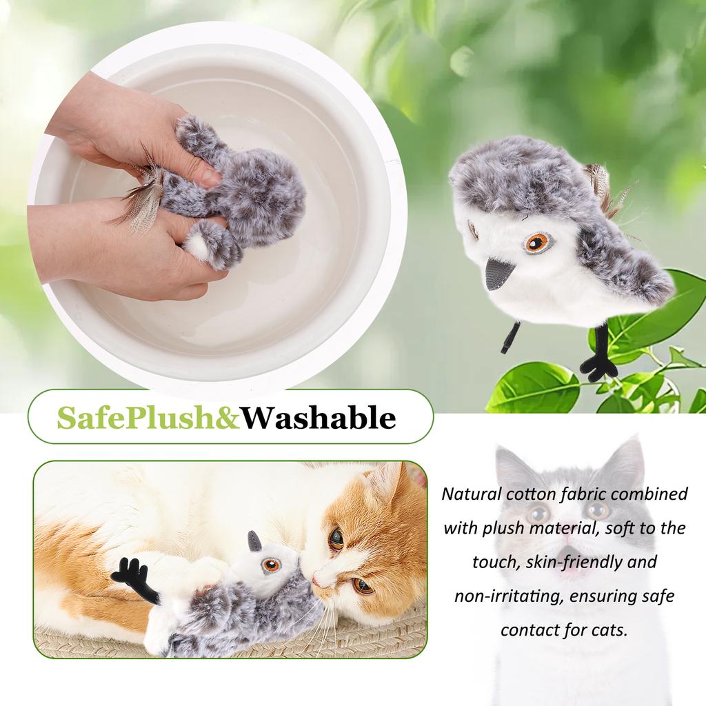 Flapping Sandpiper Cat Toy Interactive Electric Fluttering Sparrow Realistic Bird Flying Toys Engaging Pet Play Accessory