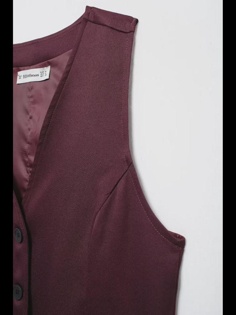 Sleeveless Slim Vest & Wide-Leg Pants Women's Suit