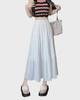 Women's Black High-Waist Pleated A-Line Skirt - Spring, Hip-Covering, Slim Fit, Long Length, Niche Style