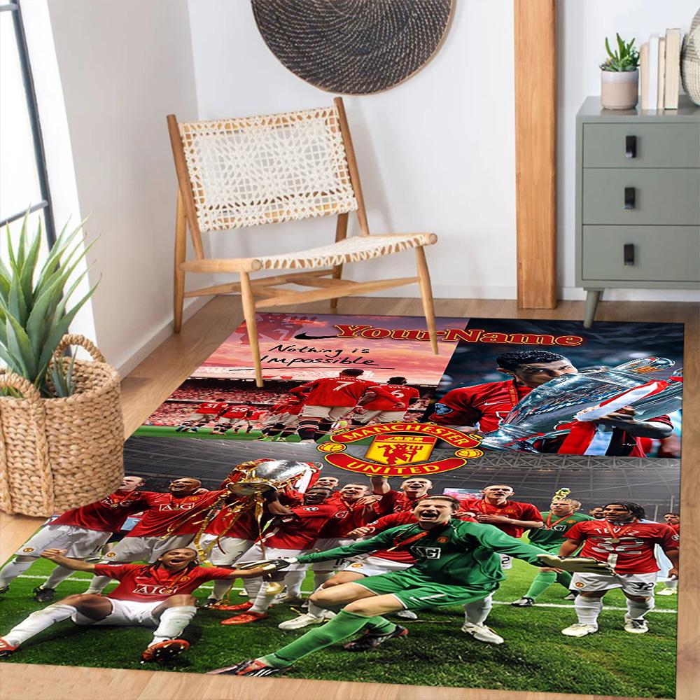 Manchester Customizable Name Area Rug Perfect for Balcony Game Room Entryway Kitchen Antislip Carpet Office home decor