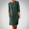 Large Size Women's Cotton and Linen Round Neck Long Sleeved Dress